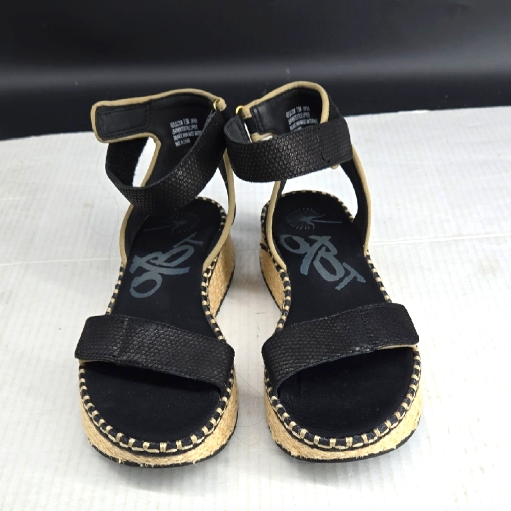 OTBT Reflector Black Sandals Espadrilles With Leather 7.5